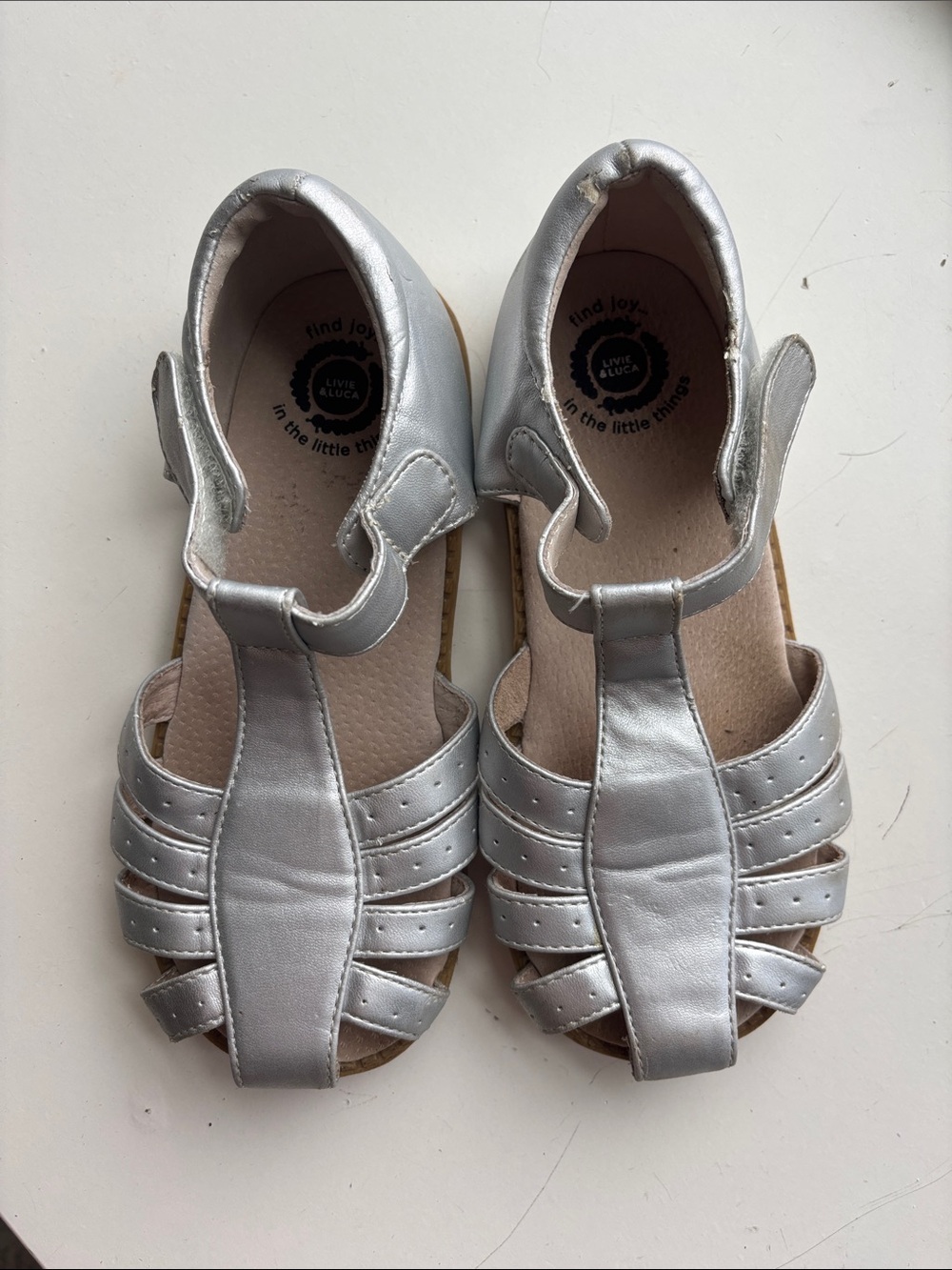 Livie & Luca sandals Metallic Silver T-Strap Girls' Sandals